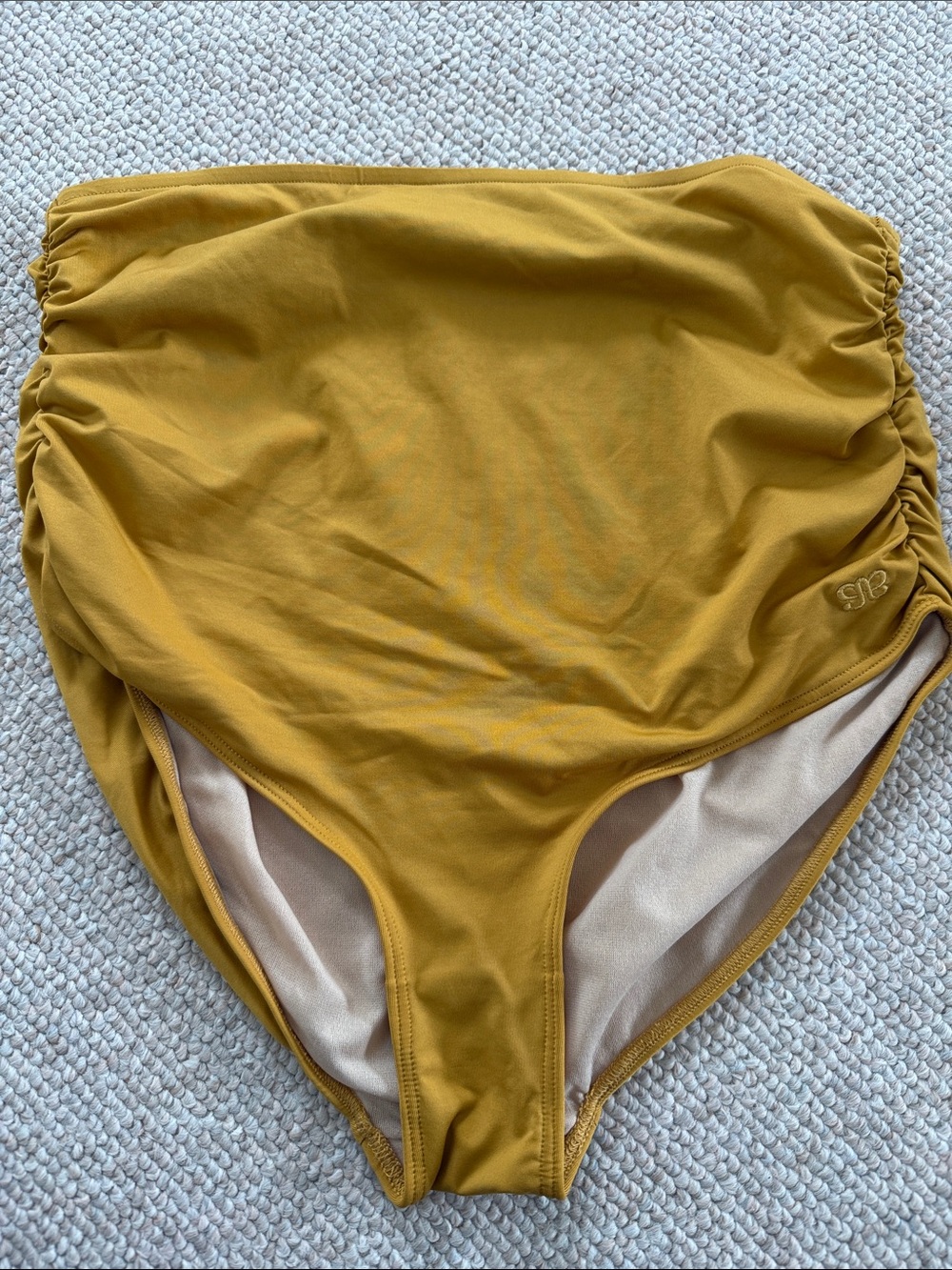 High-Waist Swim Bottoms in Mustard